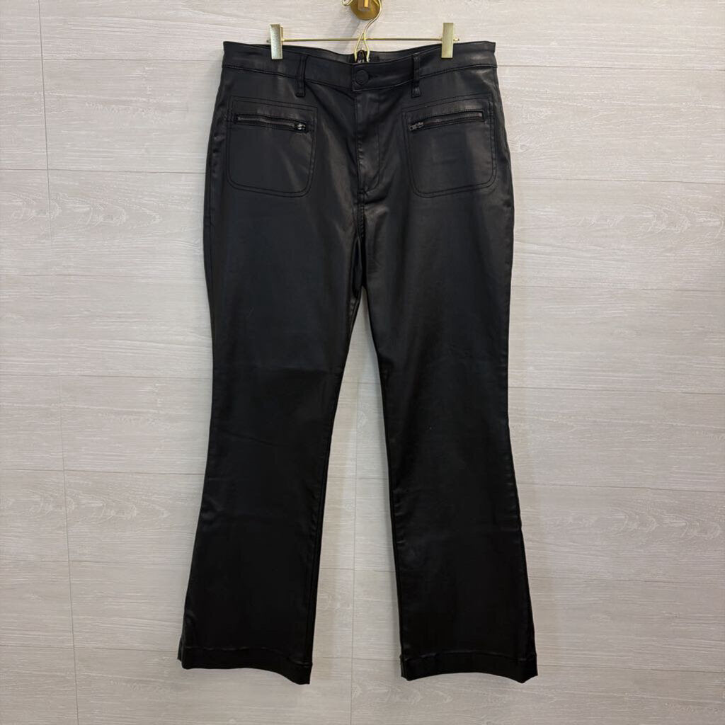 Kut Black Coated Denim Kelsey Flare Jeans 14