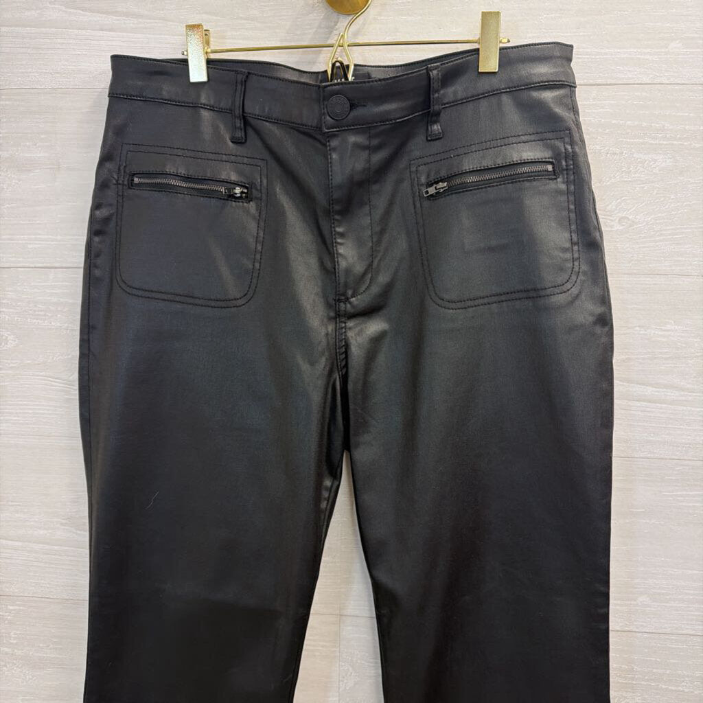 Kut Black Coated Denim Kelsey Flare Jeans 14