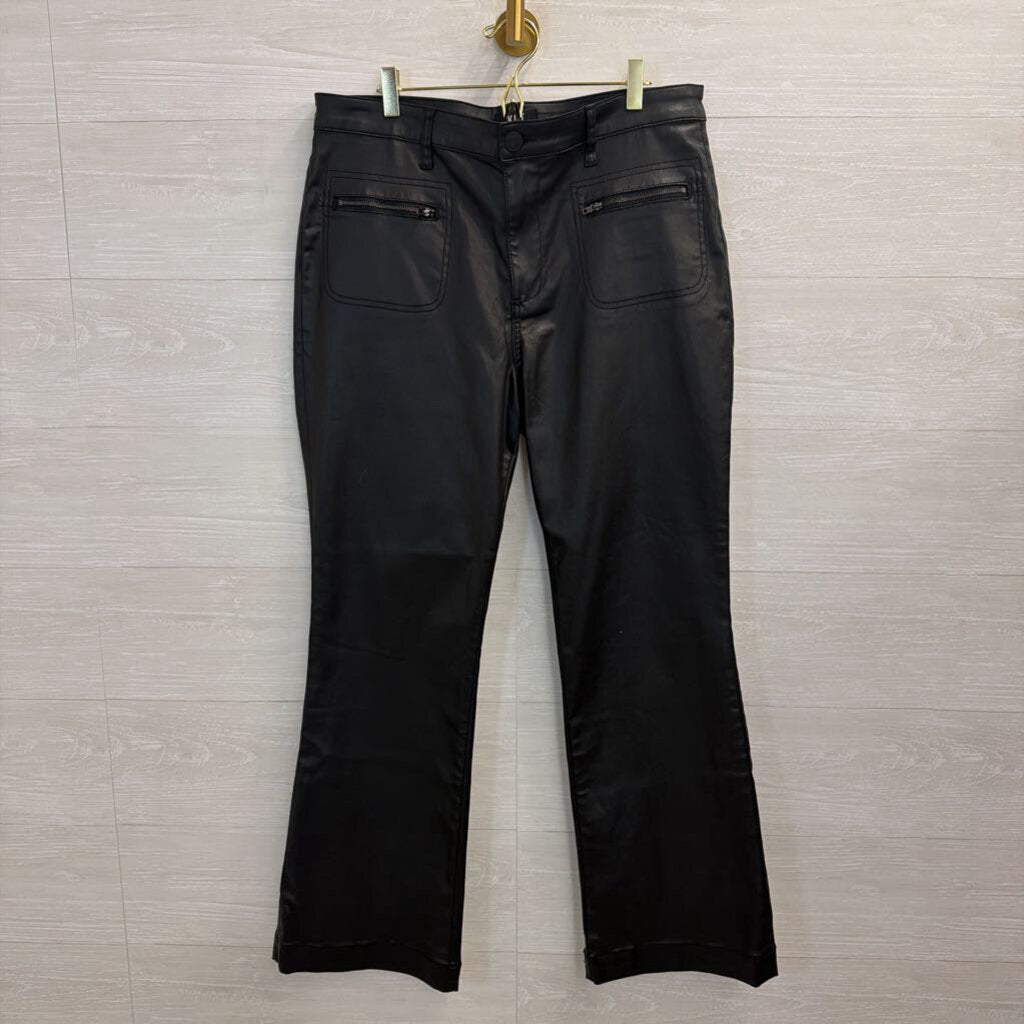 Kut Black Coated Denim Kelsey Flare Jeans 14
