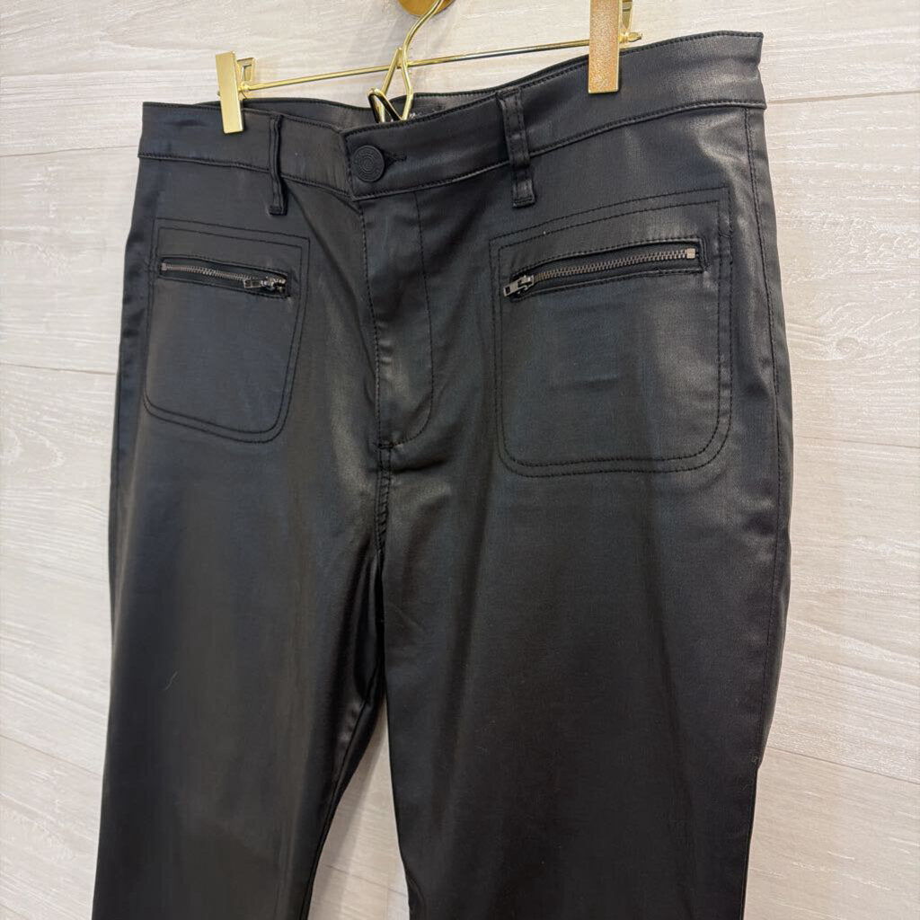 Kut Black Coated Denim Kelsey Flare Jeans 14
