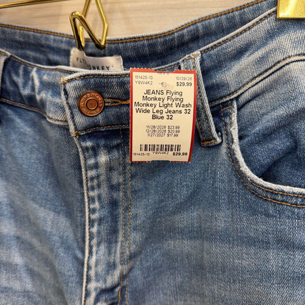 Flying Monkey Light Wash Wide Leg Jeans 32