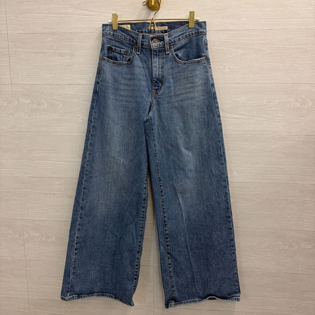 Levi Light Medium Wash 728 HR Wide Leg Jeans 27