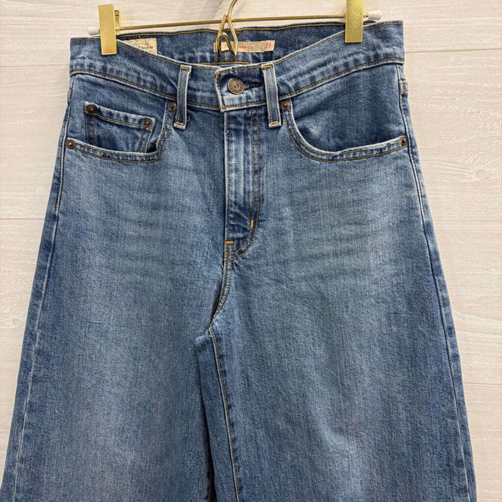 Levi Light Medium Wash 728 HR Wide Leg Jeans 27