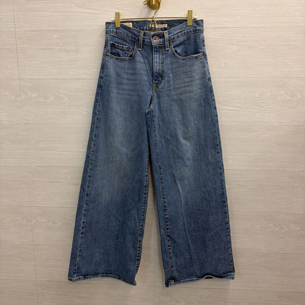 Levi Light Medium Wash 728 HR Wide Leg Jeans 27