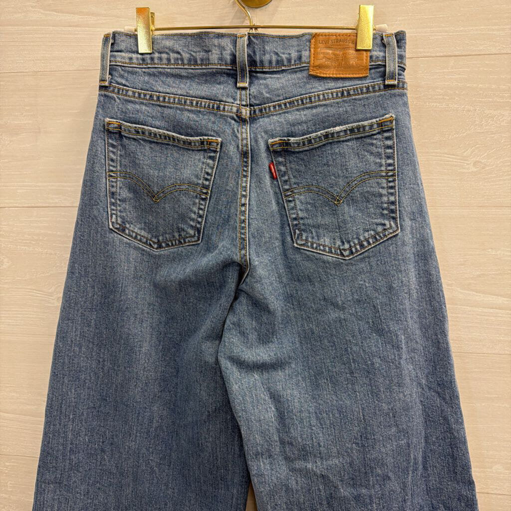 Levi Light Medium Wash 728 HR Wide Leg Jeans 27