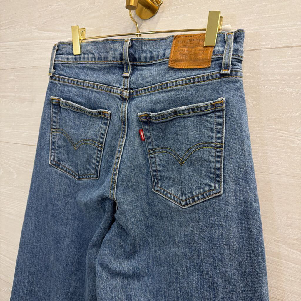 Levi Light Medium Wash 728 HR Wide Leg Jeans 27