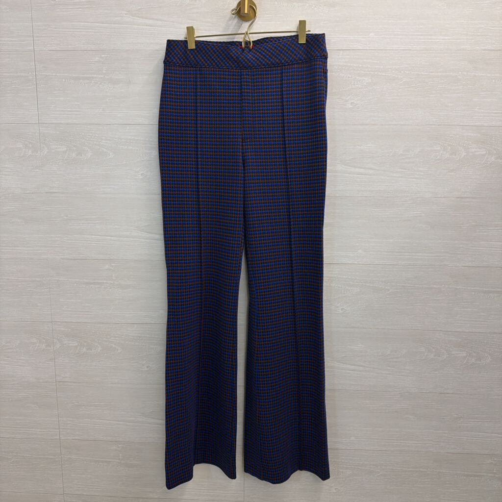 Spanx Blue/ Brown Plaid Flare Leg Pull On Pants Large