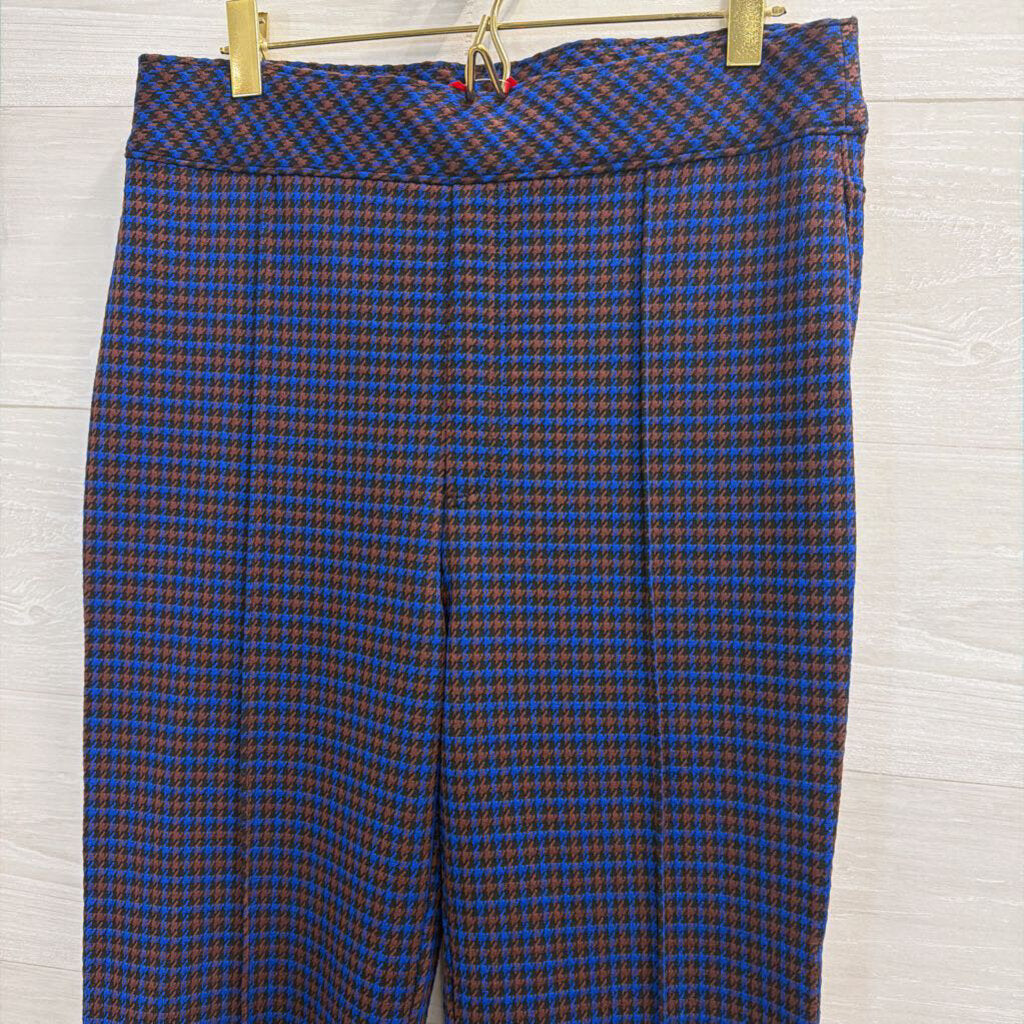 Spanx Blue/ Brown Plaid Flare Leg Pull On Pants Large