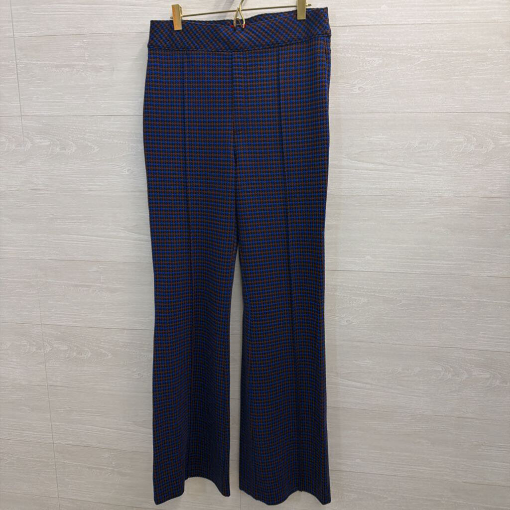 Spanx Blue/ Brown Plaid Flare Leg Pull On Pants Large