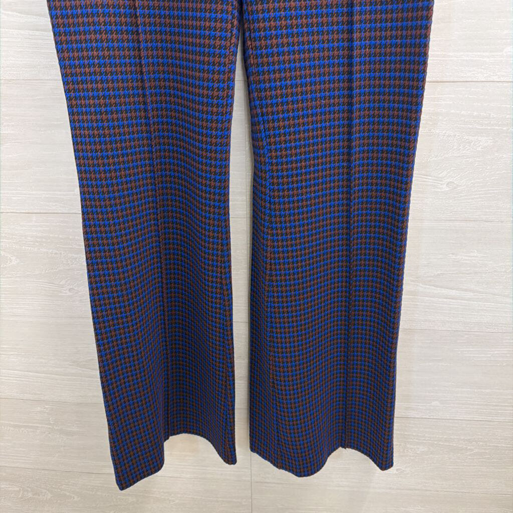 Spanx Blue/ Brown Plaid Flare Leg Pull On Pants Large