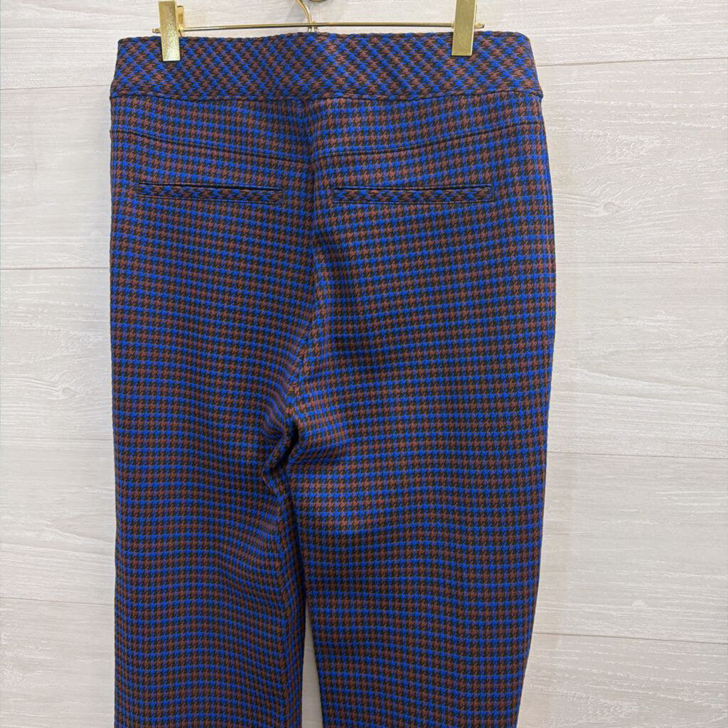 Spanx Blue/ Brown Plaid Flare Leg Pull On Pants Large
