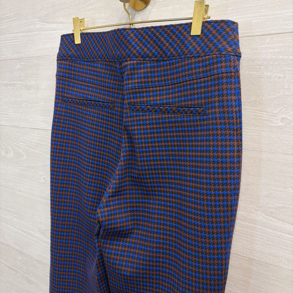 Spanx Blue/ Brown Plaid Flare Leg Pull On Pants Large