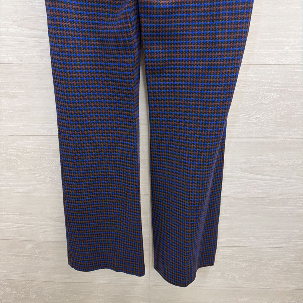 Spanx Blue/ Brown Plaid Flare Leg Pull On Pants Large