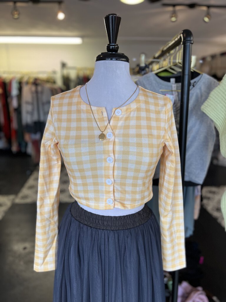 Yellow and White Gingham Long Sleeve