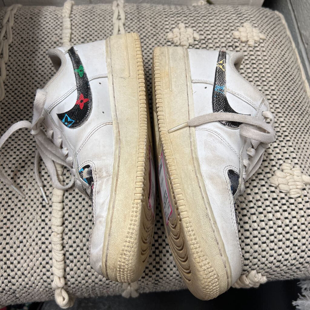 White Louis V Nike Air Force Ones 7.0M