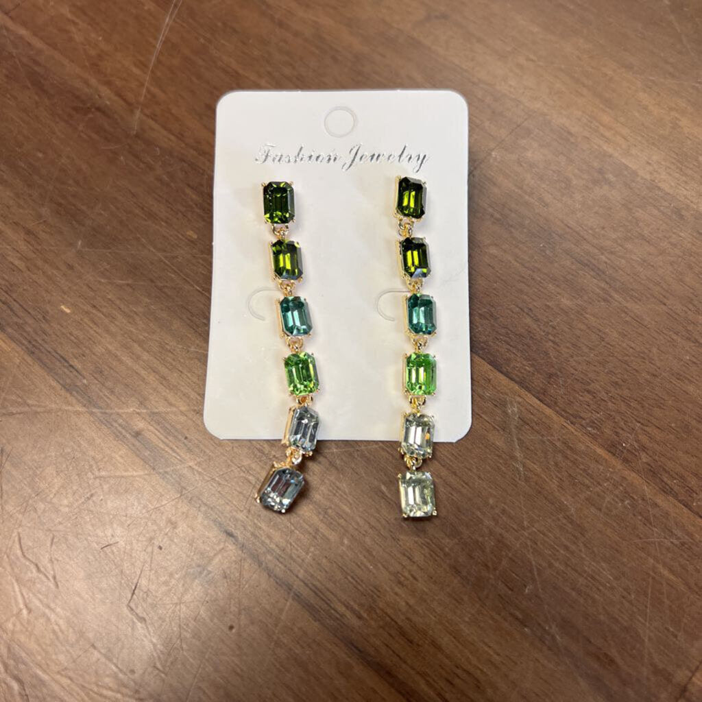 Green Ombre Jewel Dangle Earrings