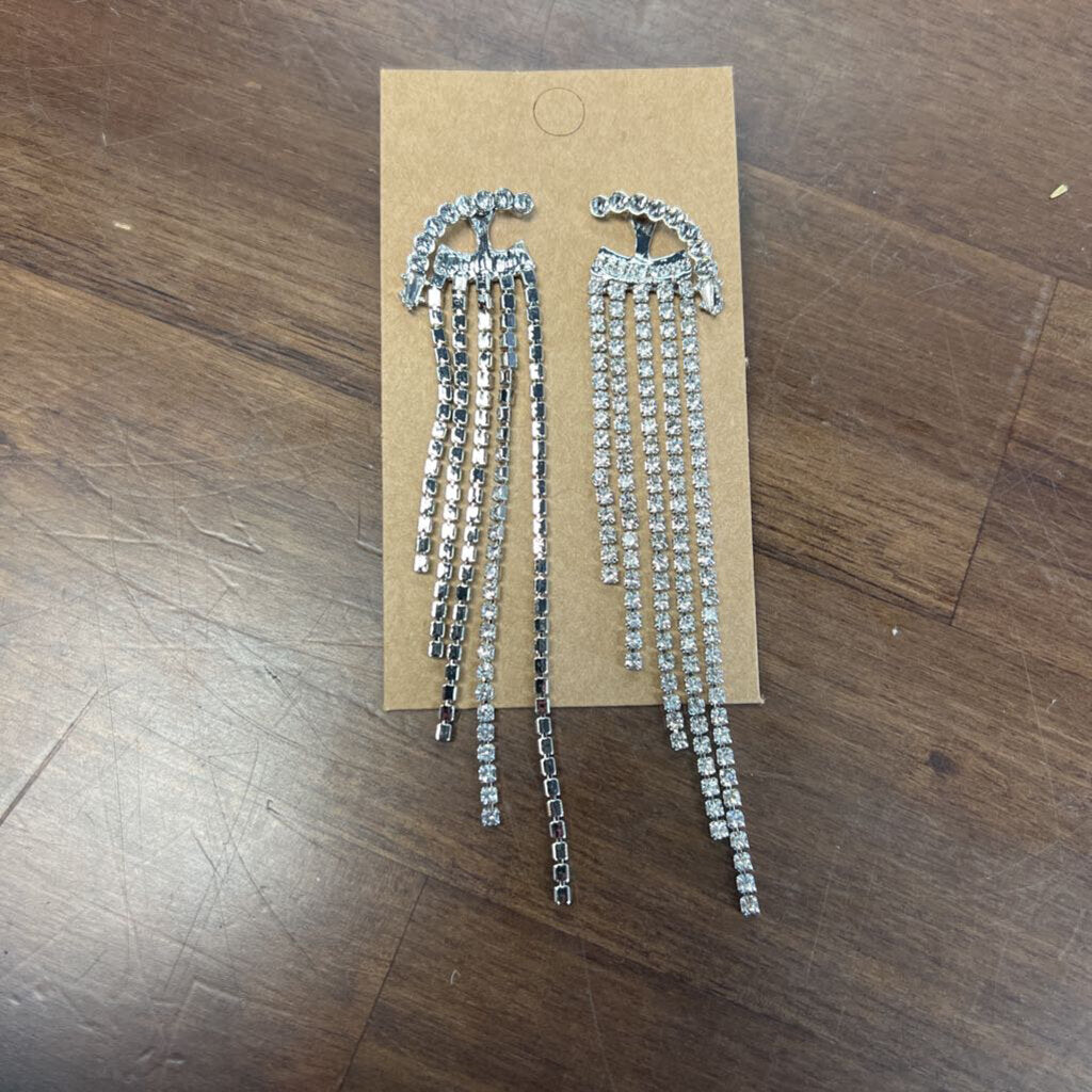 Silver Shiny Tassel Dangly Earrings