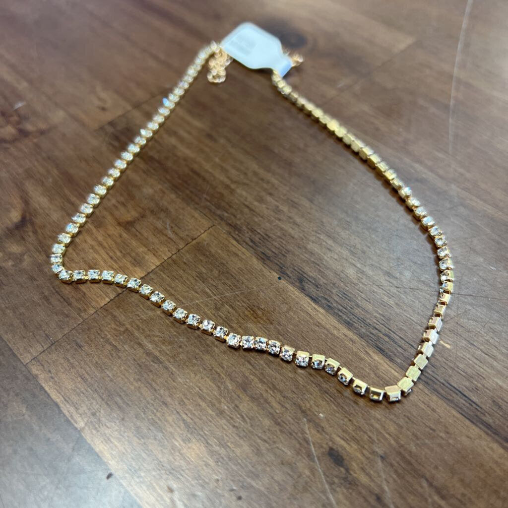 Dainty Gold Rhinestone Chain Necklace