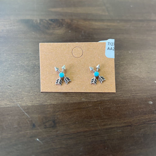 Arrows Silver/Teal Stud Earrings