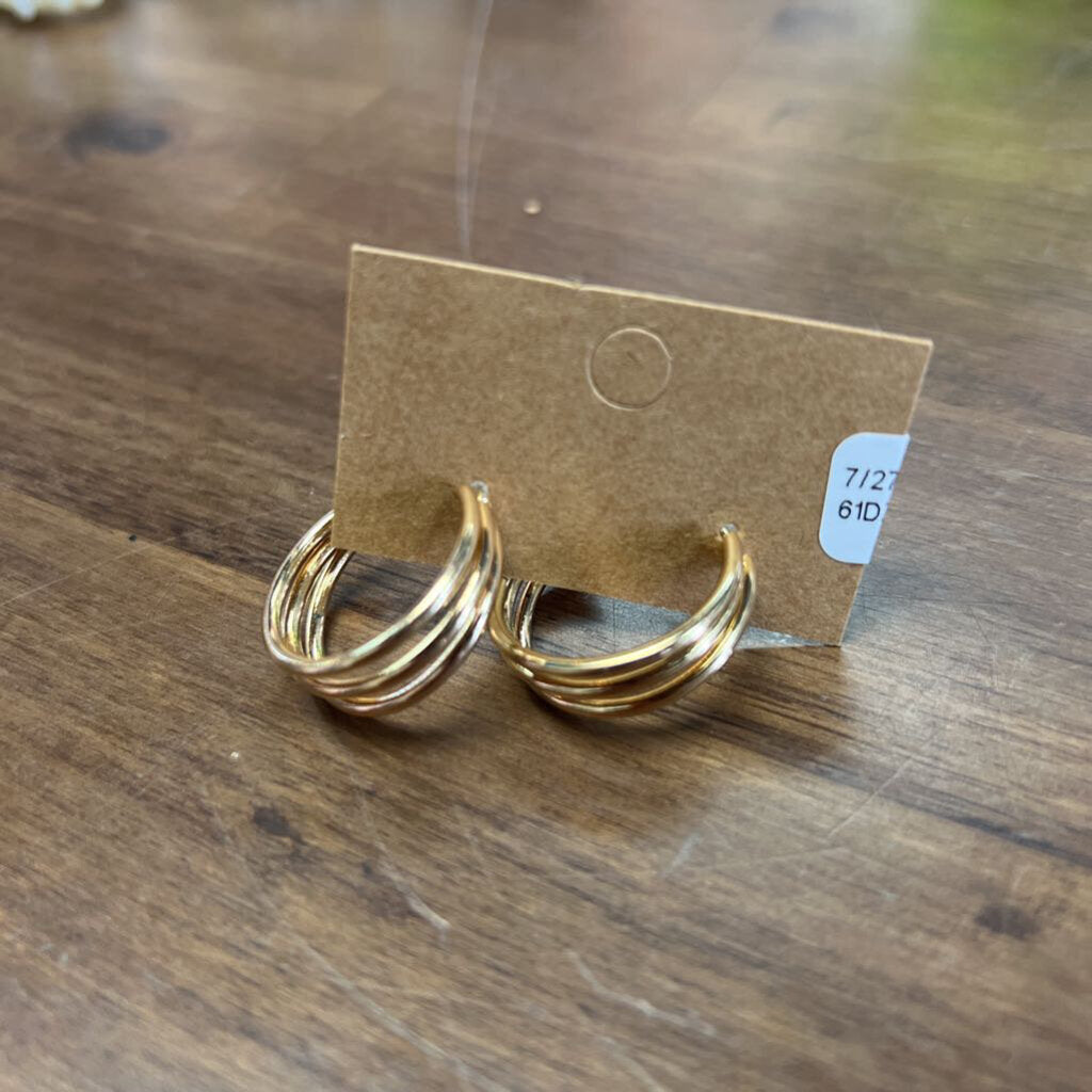 Gold Three Layer Hoops