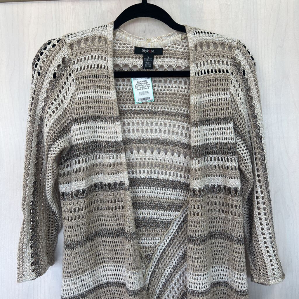 Light Brown/Tan Loose Knit Cardigan Size Small