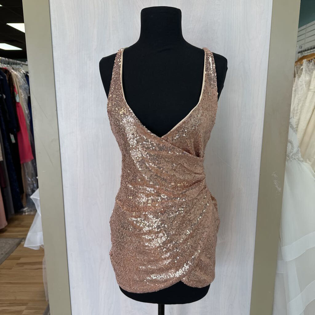 Rose Gold Sequin Homecoming Dress Medium