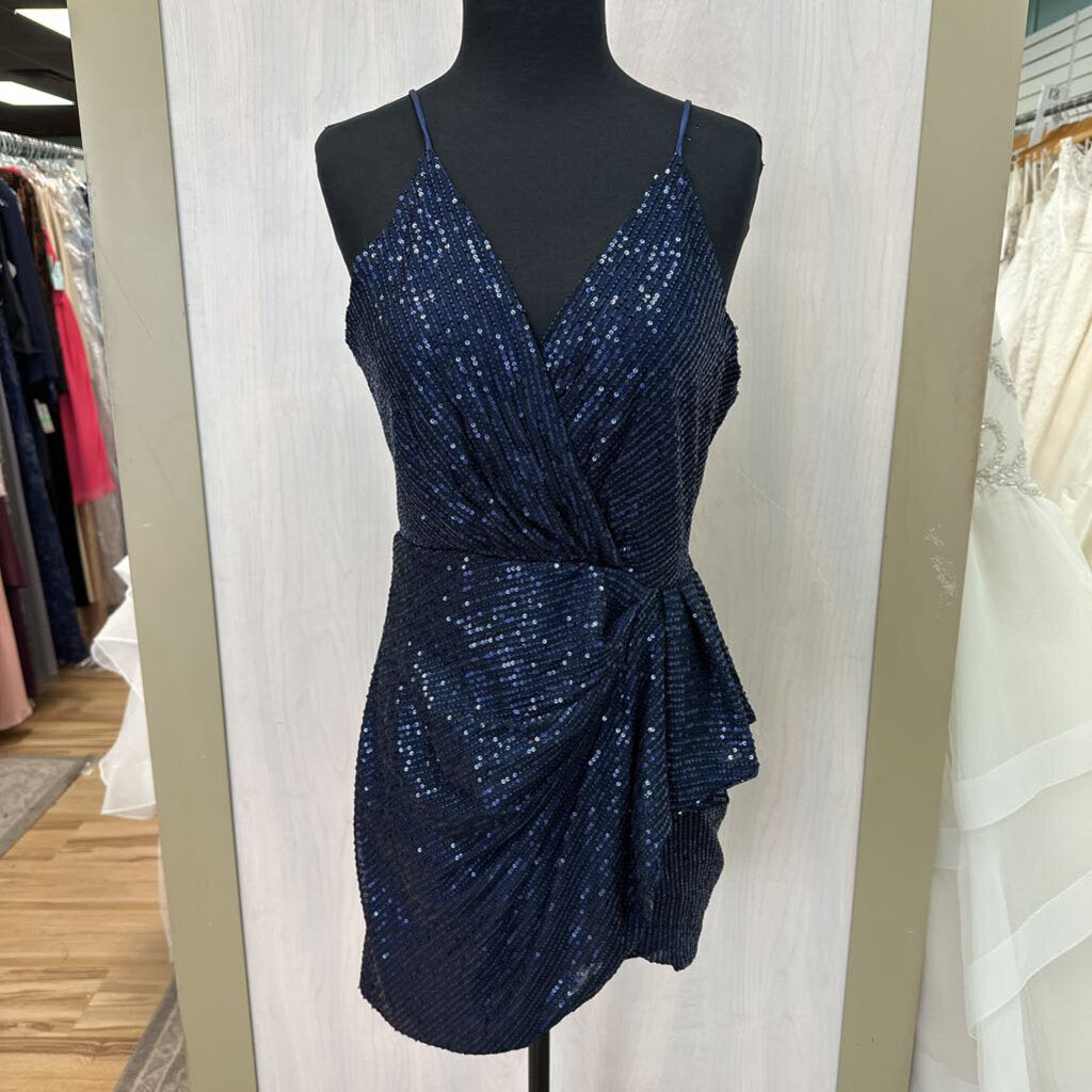 Navy Sequin Homecoming Dress Large