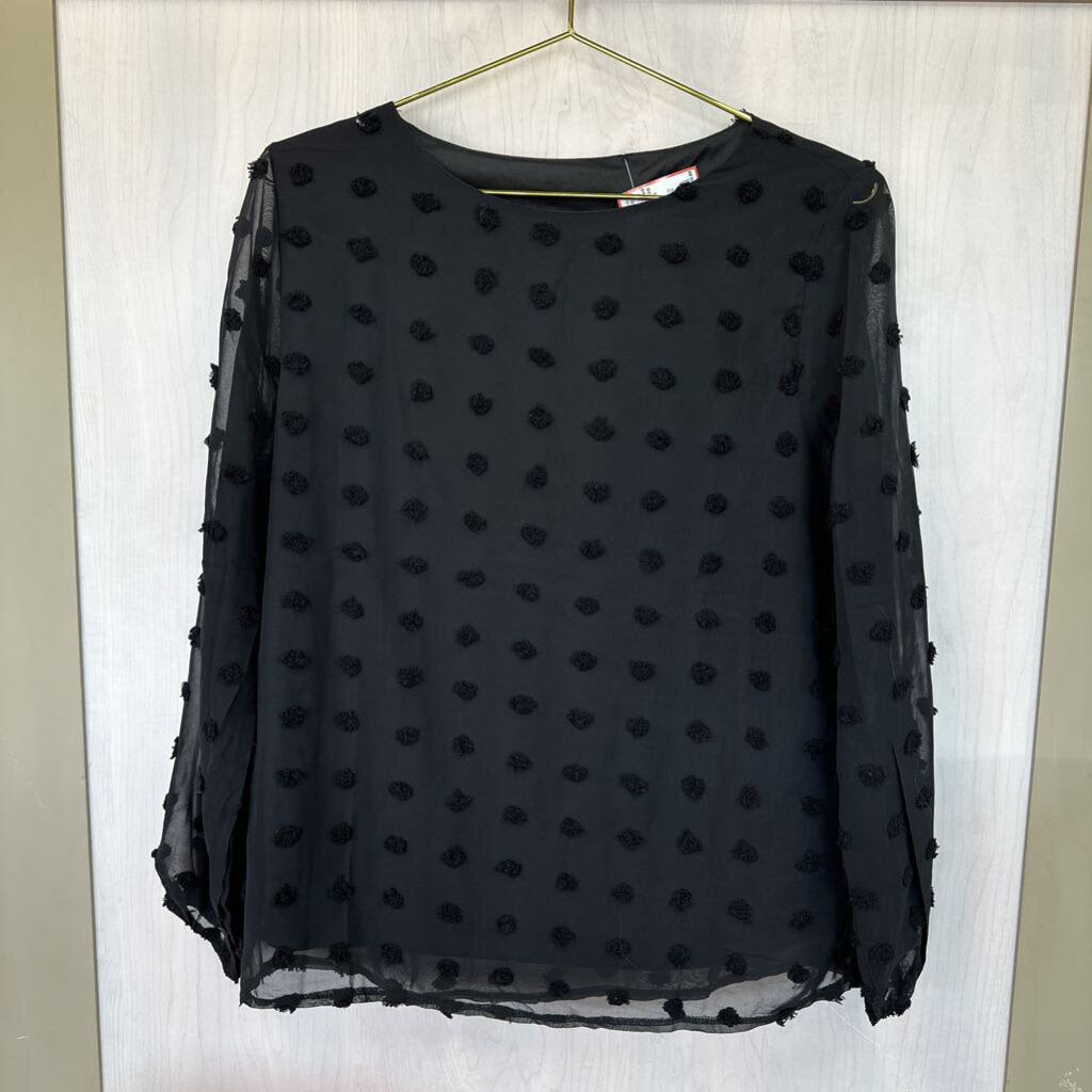 Black Dotted Longsleeve Blouse Small