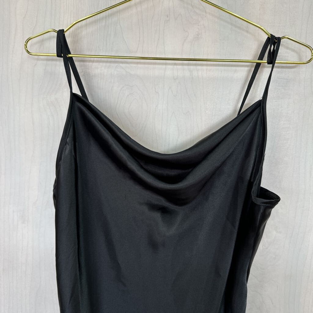 Bebe Black Silky Satin Slip Dress Extra Large