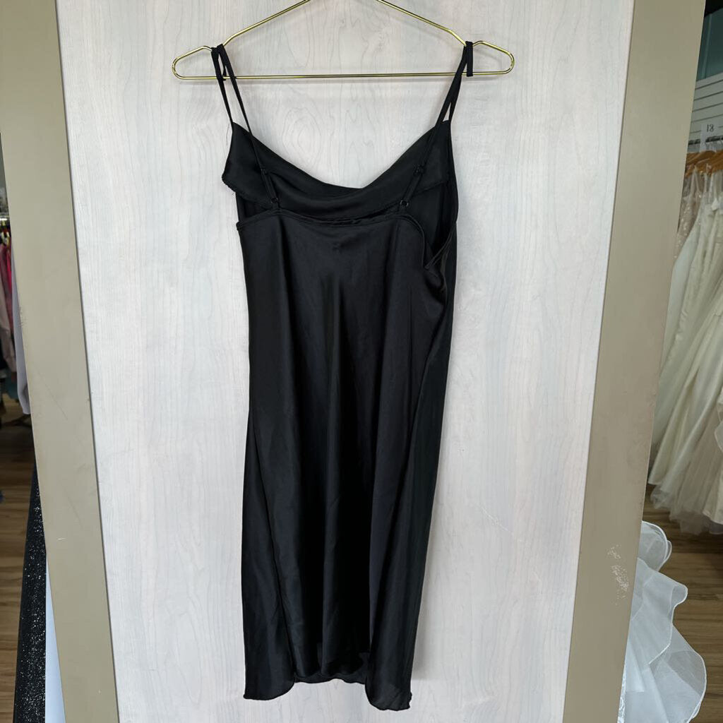 Bebe Black Silky Satin Slip Dress Extra Large