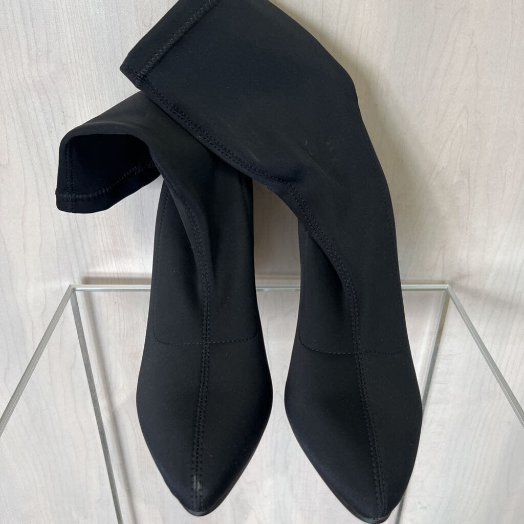 Nasty Gal Black Point Toe Stretchy Sock Boots 7