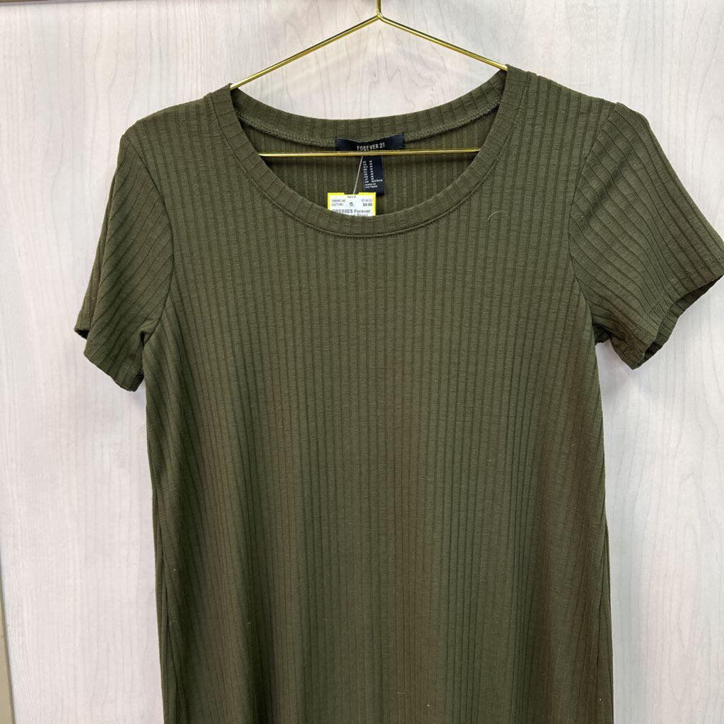 Ribbed Short Sleeve T-Shirt Dress Medium