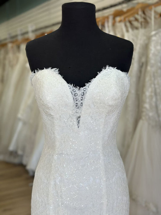 Allure Bridal Strapless Sequin Lace Wedding Dress 8