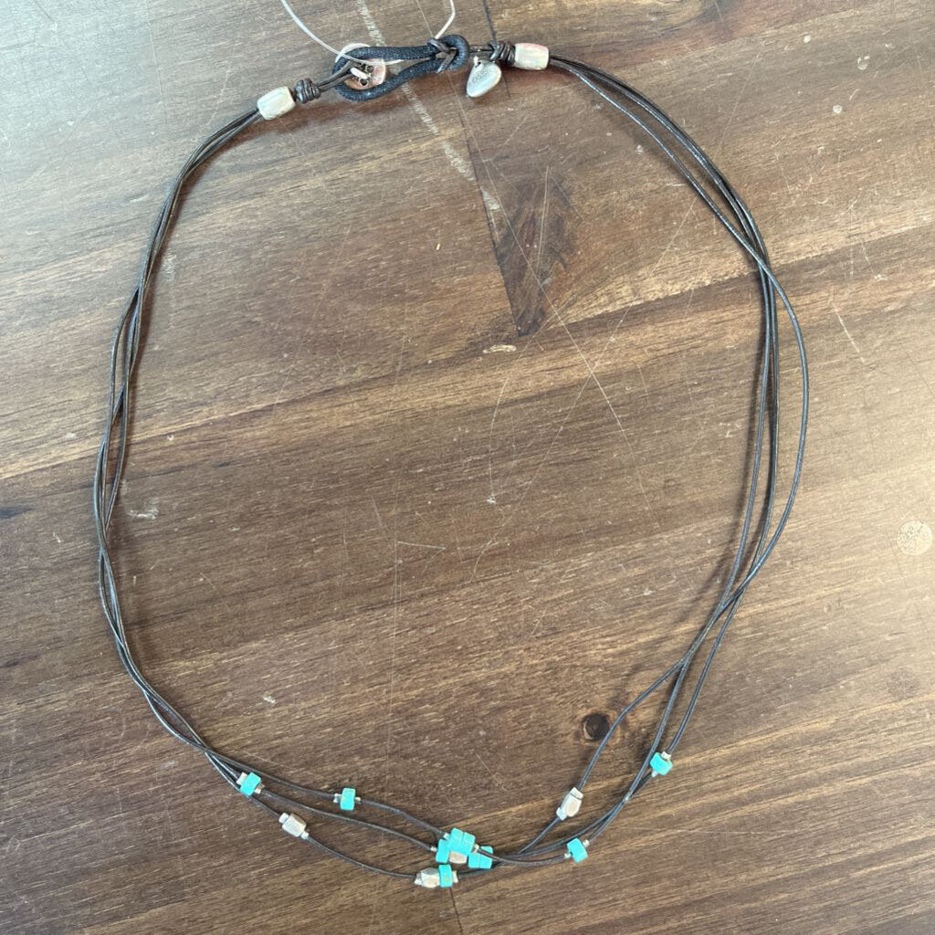 Turquoise and Leather Necklace