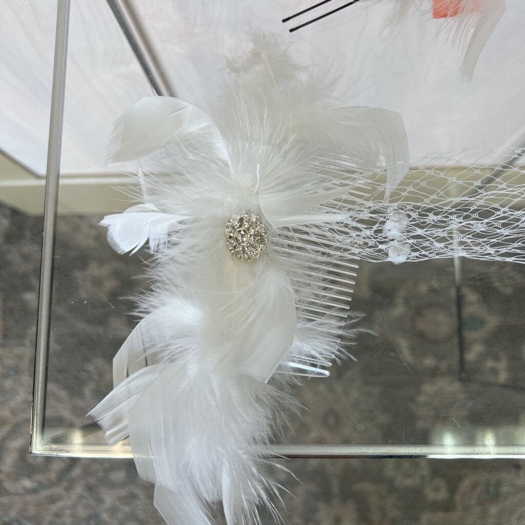 Ivory Feather Birdcage Veil