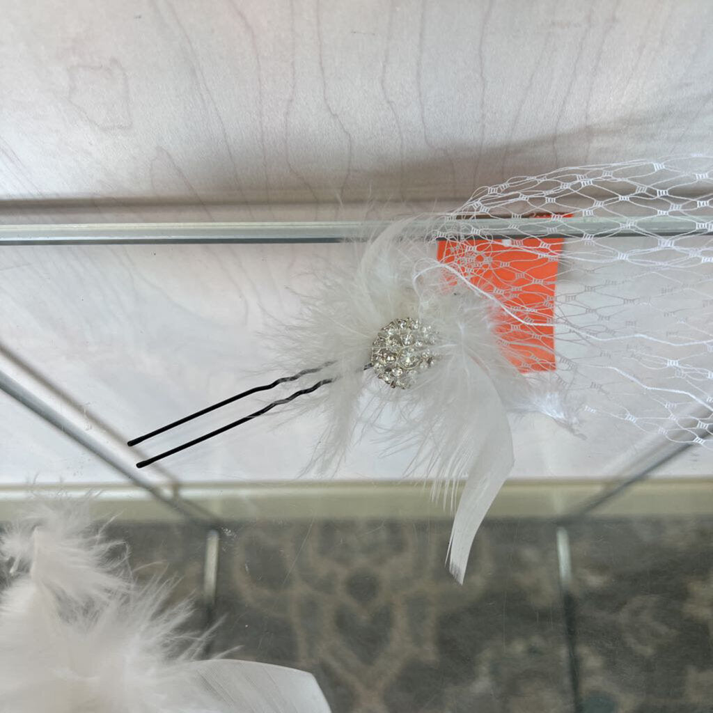 Ivory Feather Birdcage Veil