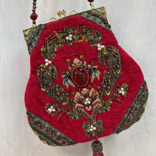 Mary Frances Red Beaded Bag with Tassel
