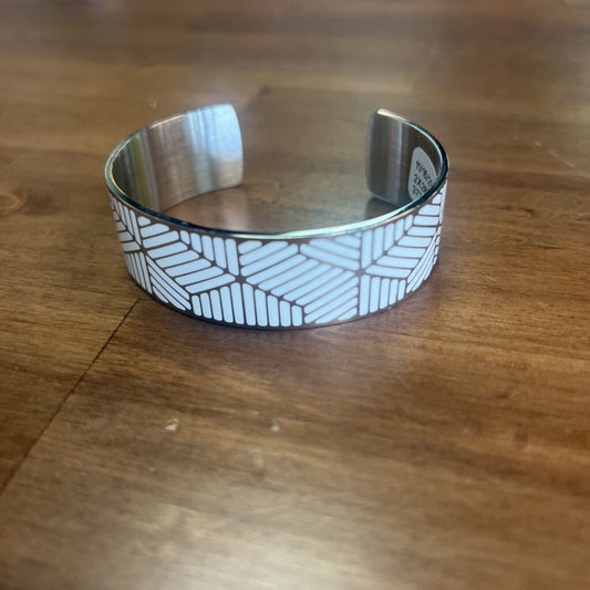 White and Silver Rustic Cuff Bracelet