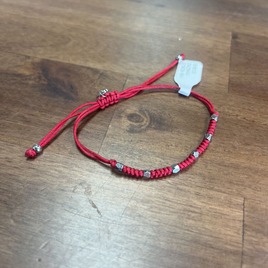Red/Silver Adjustable Rustic Cuff Bracelet
