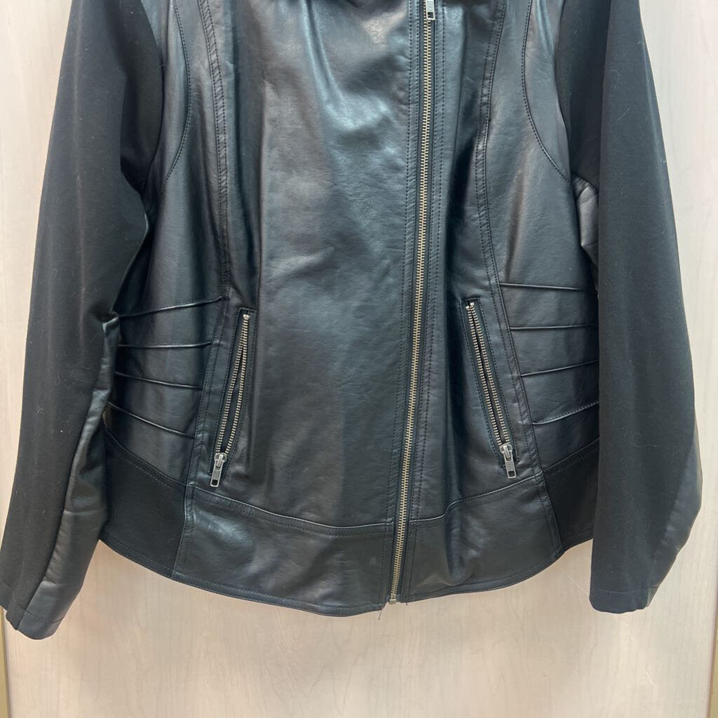 Black Faux Leather Moto Jacket 3X