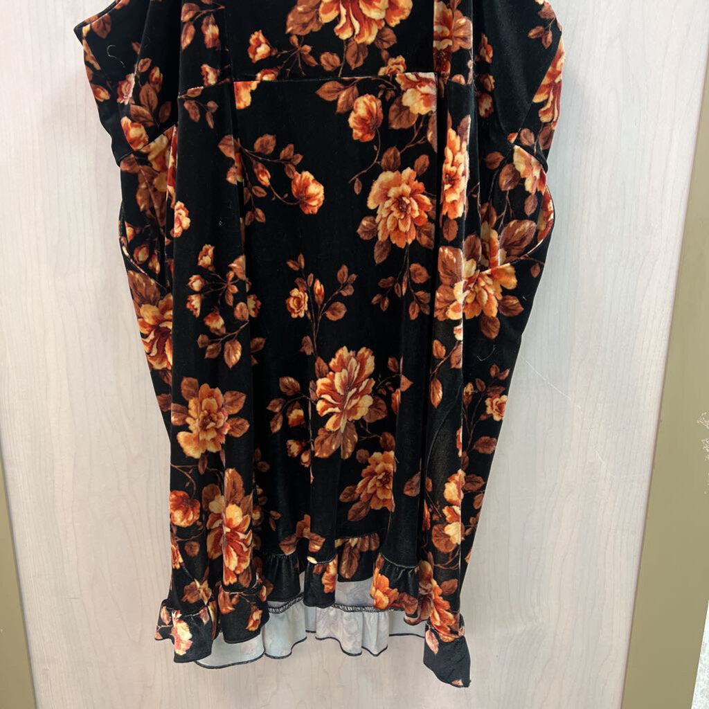 Torrid Black Floral Velvet Shirt 2X