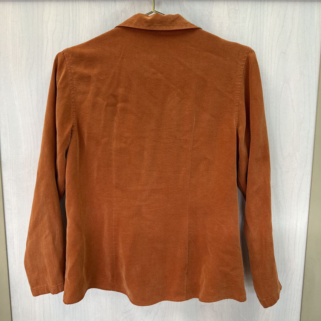 Tianello Soft Orange Button Down Long Sleeve Top Extra Small