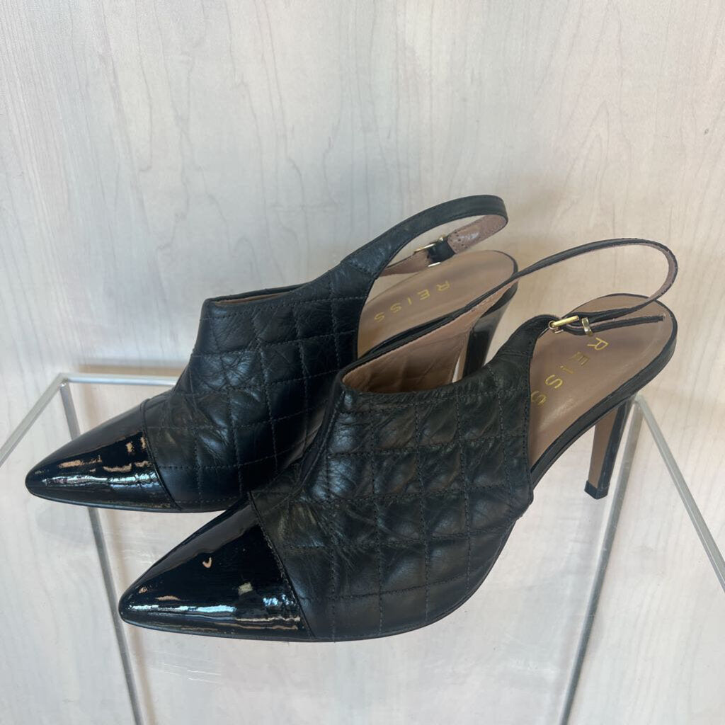 Reiss Black Quilted Pointed Heels 38