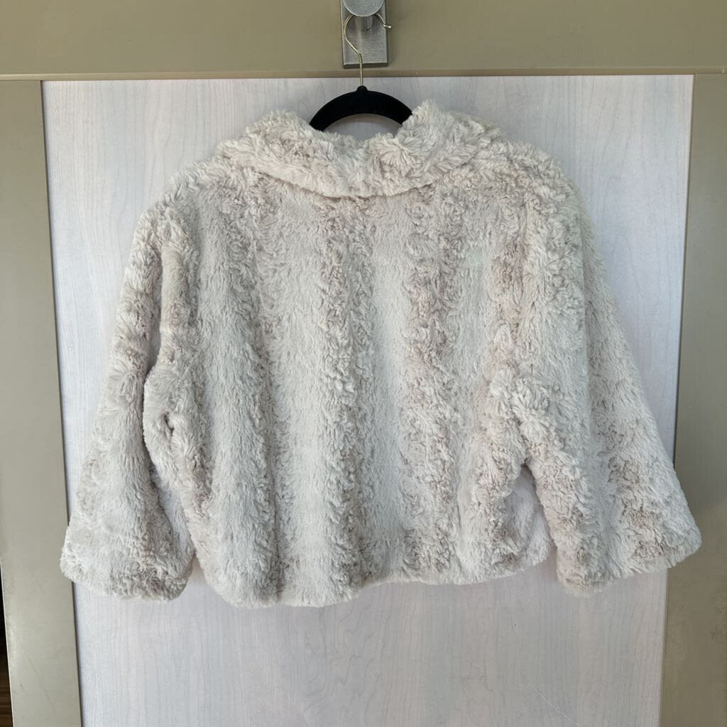 Cream Faux Fur Cropped Jacket Large