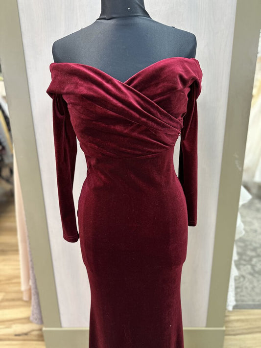 Velvet Cold Shoulder Long Formal Dress Small