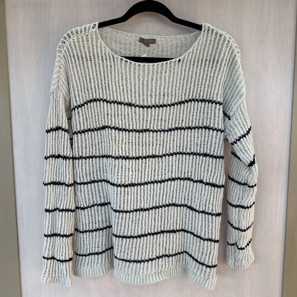 Black and White Striped Knit Sweater Small