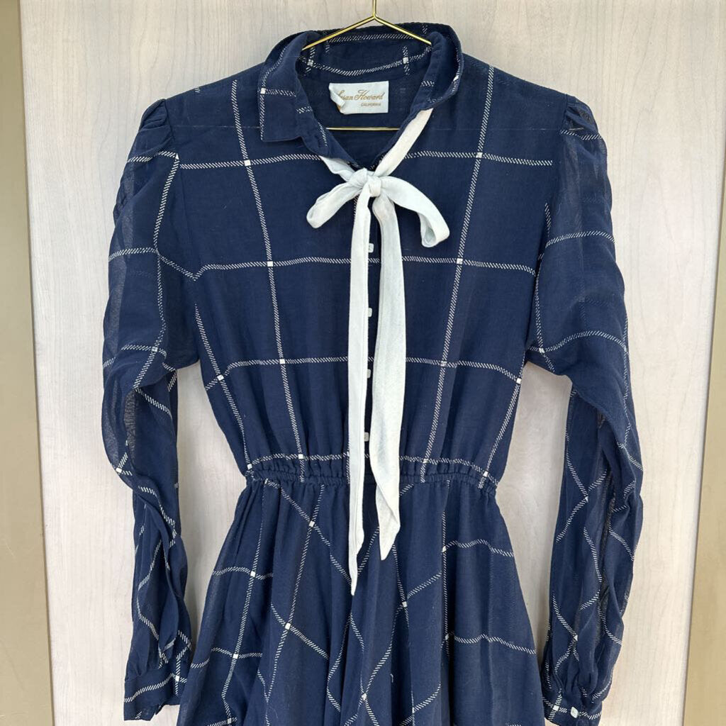 Susan Howard Vintage Blue Longsleeve Midi Dress Medium