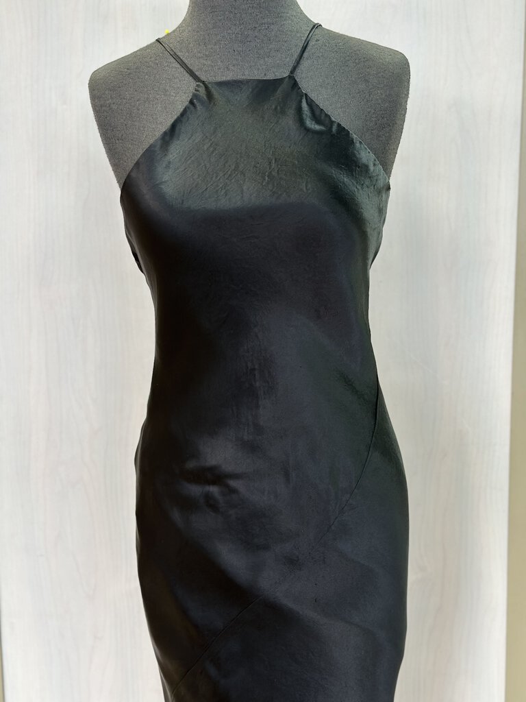 ABS Black Satin Slinky Highneck Long Formal Dress 4