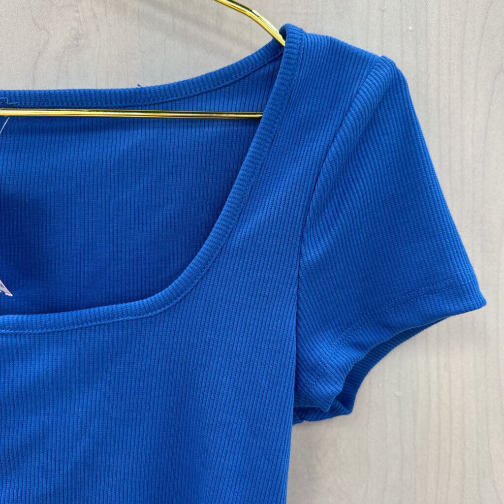 Royal Blue Ribbed Cropped Tee Size Small