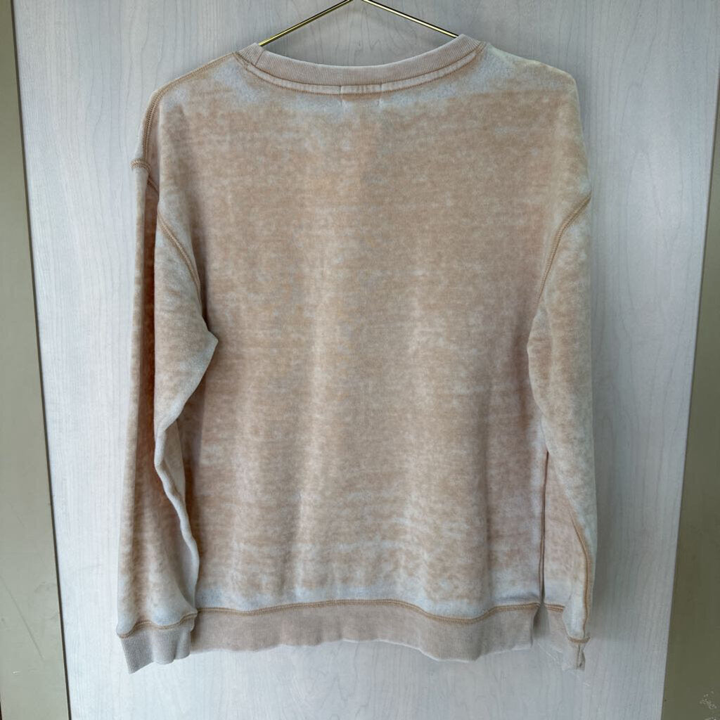 Pink Lily Cream Crewneck with Daisy Patch Small
